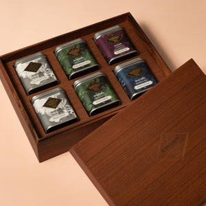 Premium Wood Box Gift Set - 6s tin can