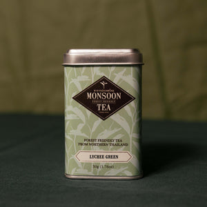 Lychee Green from Monsoon Tea Company. Forest Friendly tea handpicked and produced in the mountains of Northern Thailand. Sustainable and delicious forest-grown tea.